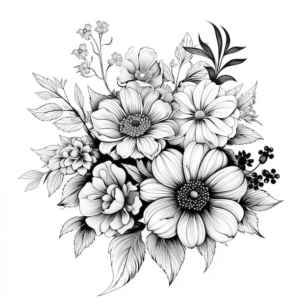 Beaux dessins de tatouages illustratifs en noir