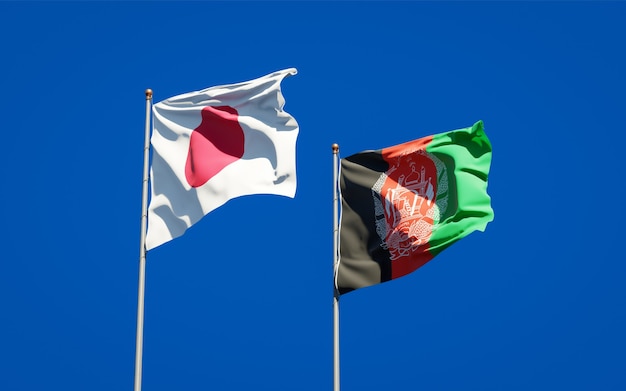 Beaux drapeaux nationaux de l'Afghanistan et du Japon