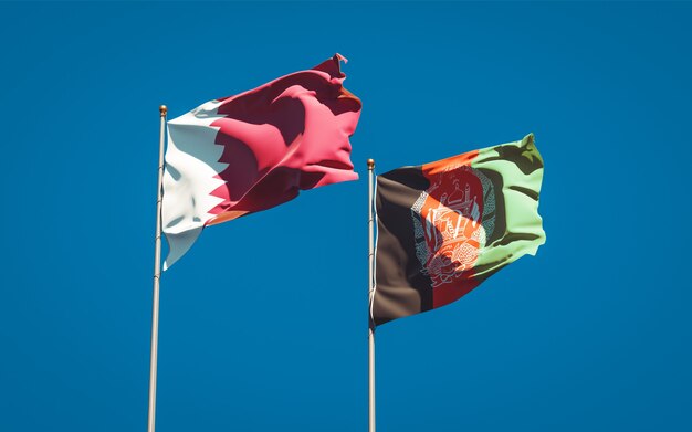 Beaux drapeaux nationaux de l'Afghanistan et du Qatar