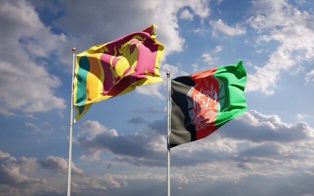 Beaux drapeaux nationaux de l'Afghanistan et du Sri Lanka