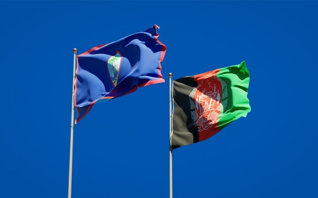 Beaux drapeaux nationaux de l'Afghanistan et de Guam