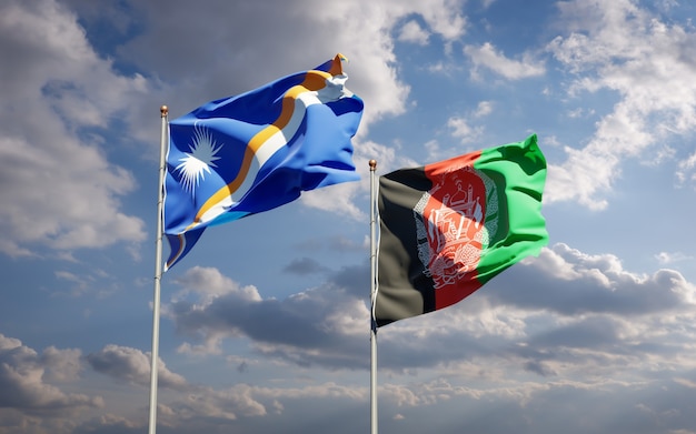 Beaux drapeaux nationaux de l'Afghanistan et des Îles Marshall