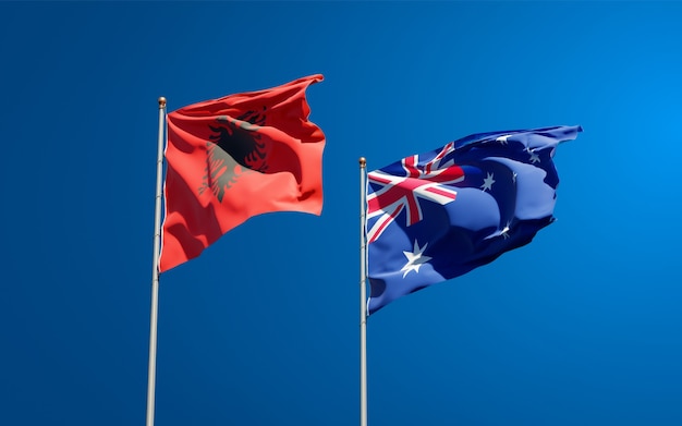 Beaux drapeaux nationaux de l'Australie et de l'Albanie ensemble