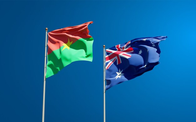 Beaux drapeaux nationaux de l'Australie et du Burkina Faso ensemble