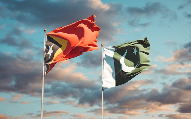 Beaux drapeaux nationaux ensemble au ciel