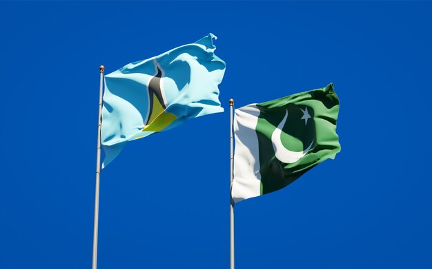 Beaux drapeaux nationaux ensemble au ciel