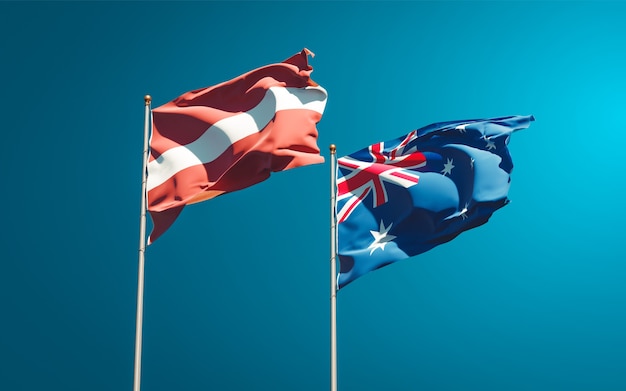 Beaux drapeaux nationaux de la Lettonie et de l'Australie ensemble