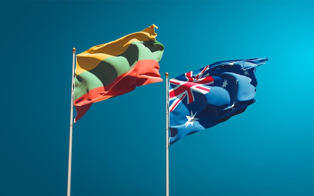 Beaux drapeaux nationaux de la Lituanie et de l'Australie ensemble