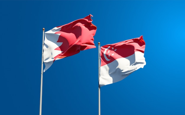 Beaux drapeaux nationaux de Singapour et de Bahreïn