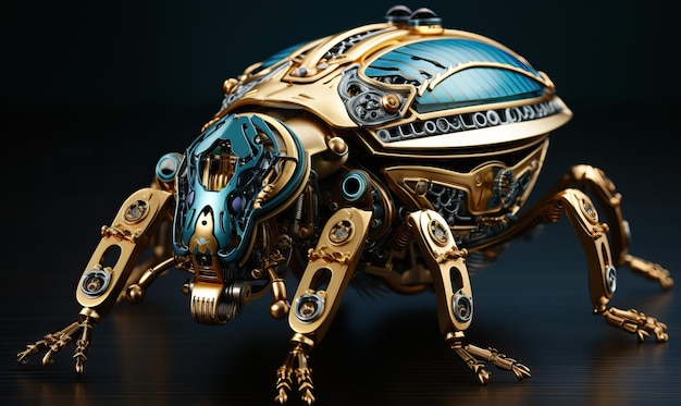 Beaux insectes mécaniques steampunk animaux illustration 3D focalisation douce sélective