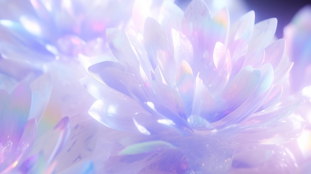 Beaux matériaux d'illustration en fleurs de cristal holographiques en 3D