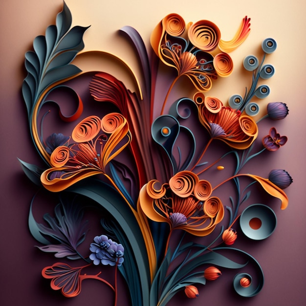 Beaux modèles d'artisanat en papier quilling art design Art généré par l'IA