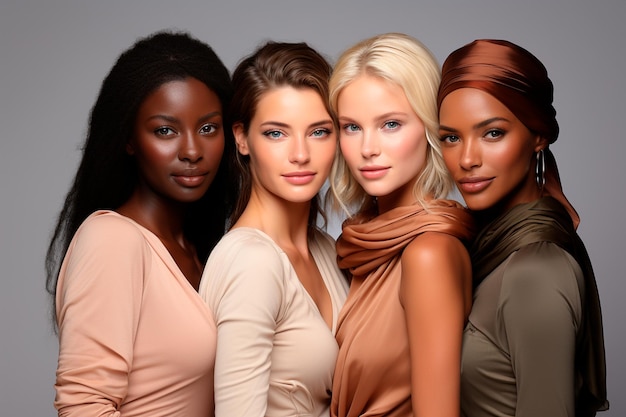 Photo beaux modèles féminins multiethniques en studio