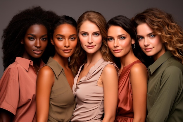 beaux modèles féminins multiethniques en studio
