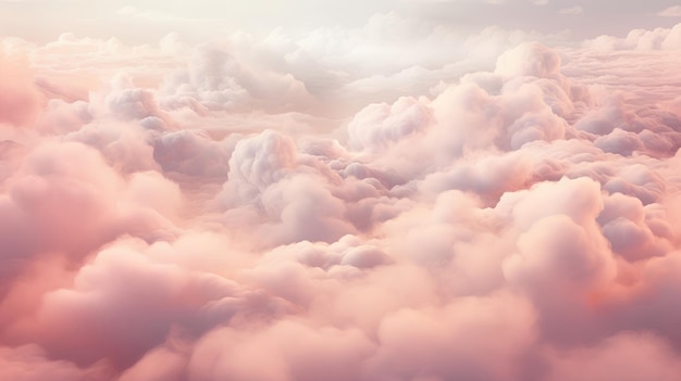 Beaux nuages blancs et roses moelleux