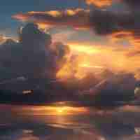 Photo de beaux nuages hyperréalistes au coucher du soleil