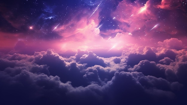 beaux nuages de nuit avec des étoiles et des nuages illustration 3D