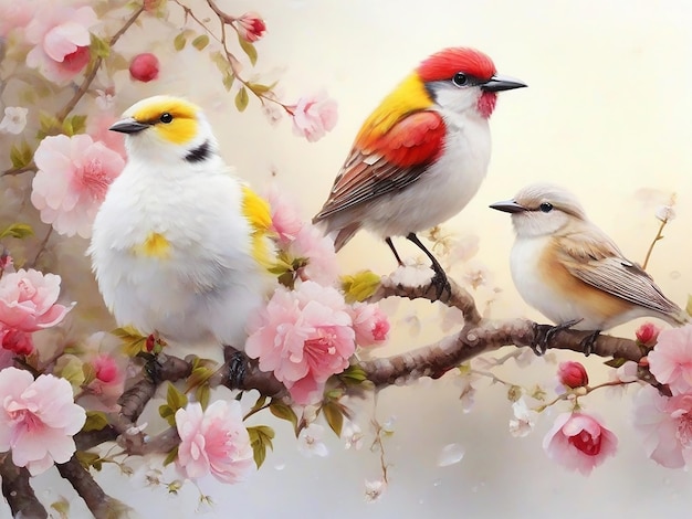 Photo de beaux oiseaux sur une branche d'arbre