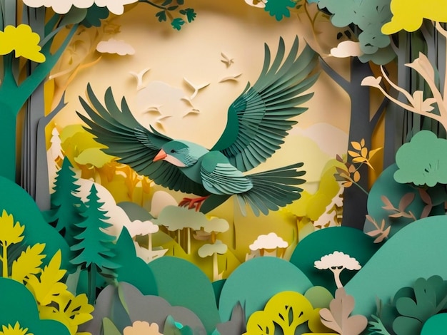 De beaux oiseaux faits de collages de papier d'art créés par Ai