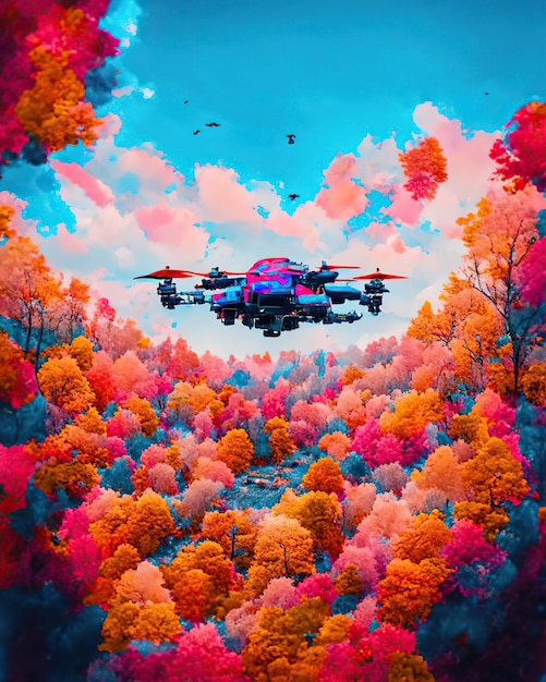 beaux paysages d'automne drone orangers