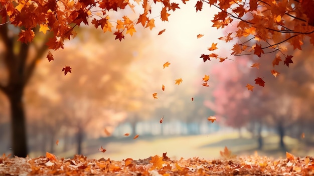 Beaux paysages d'automne avec des feuillages colorés dans le parc des feuilles qui tombent en arrière-plan naturel