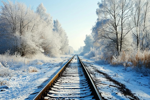 Photo beaux paysages d'une forêt avec beaucoup de sapins couverts de neige par une froide journée d'hiver