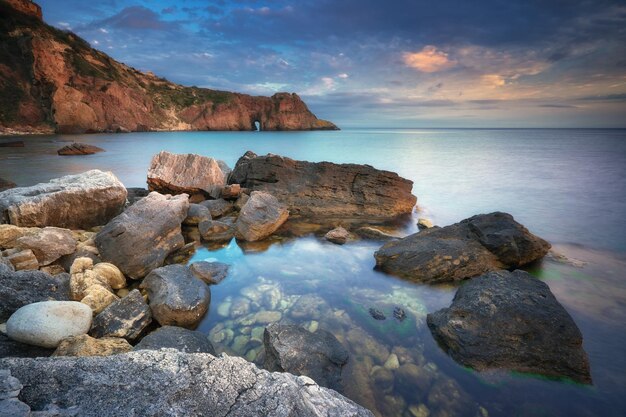 Photo beaux paysages marins au coucher du soleil composition de la nature composition de la nature