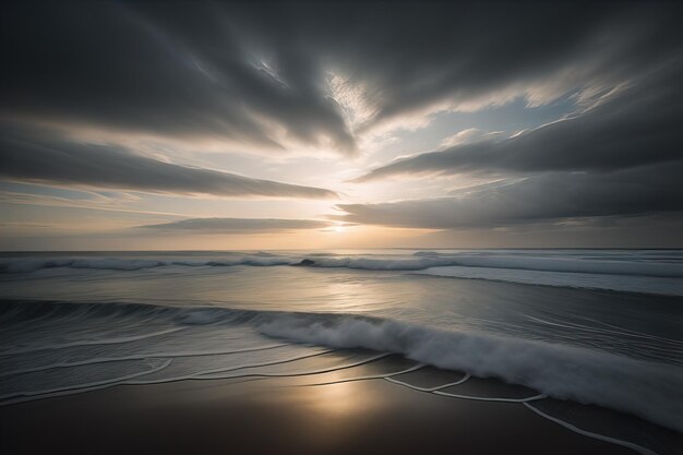 Beaux paysages marins avec un ciel orageux Longue exposition prise à la générative