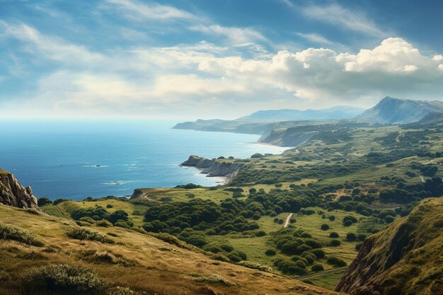 Beaux paysages marins avec vue sur la mer et les montagnes