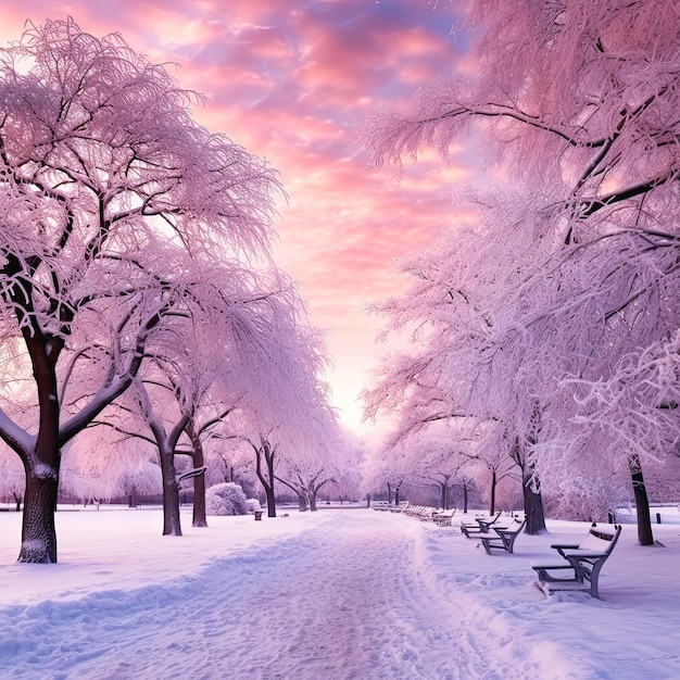 Photo beaux paysages naturels d'un parc urbain à winte