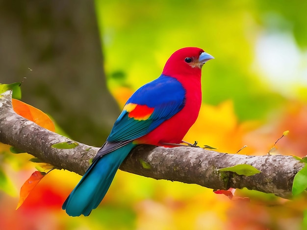 Photo de beaux petits oiseaux sont assis les uns à côté des autres sur une branche dans un printemps ensoleillé ai généré