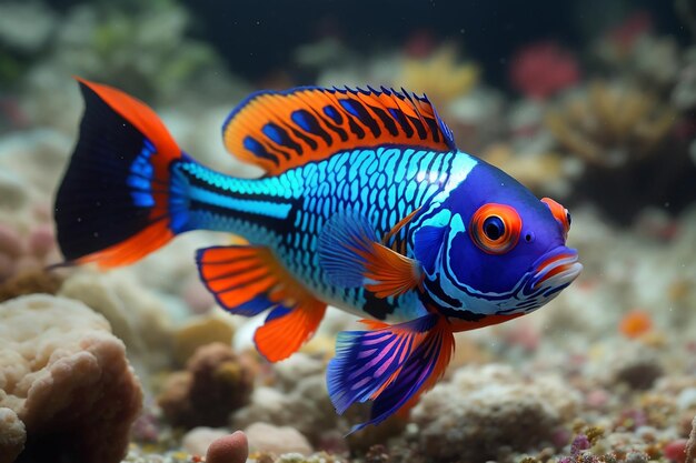 Beaux poissons mandarins de couleur
