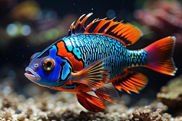 Beaux poissons mandarins de couleur