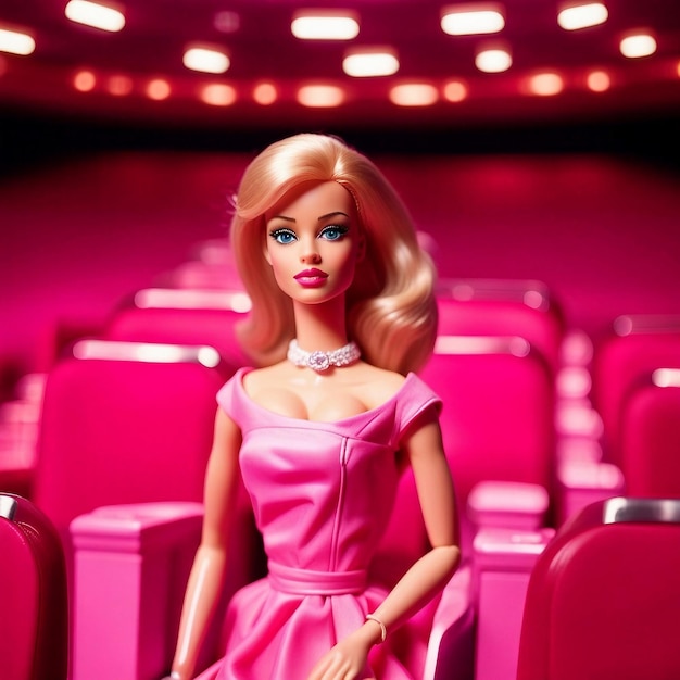 Beaux portraits de poupées Barbie en plastique au cinéma