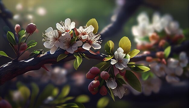 Beaux rameaux d'arbres en fleurs au printemps papier peint d'arrière-plan de la nature