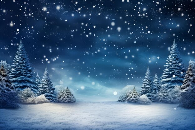 Beaux sapins dans l'espace d'illustration de paysage d'hiver pour le texte carte postale de Noël