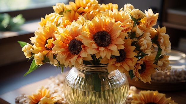 Beaux tournesols dans la cuisine