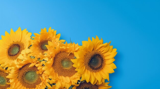 De beaux tournesols sur un fond bleu