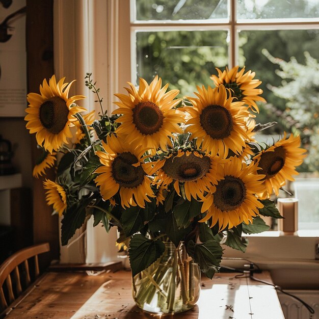 De beaux tournesols à l'intérieur