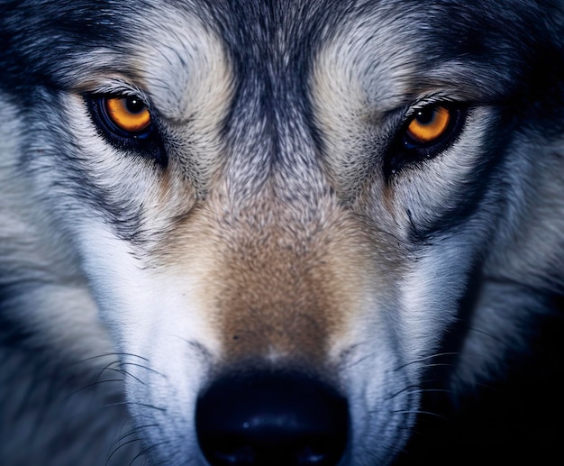 beaux yeux d'un loup sauvage IA générative