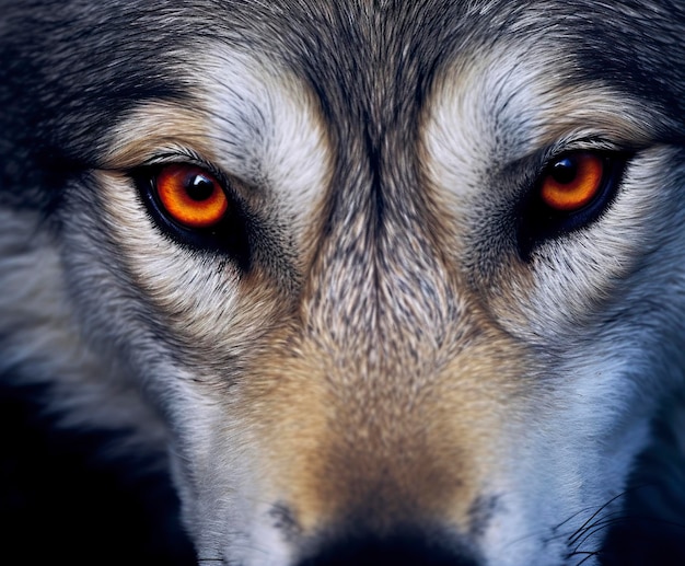 beaux yeux d'un loup sauvage IA générative