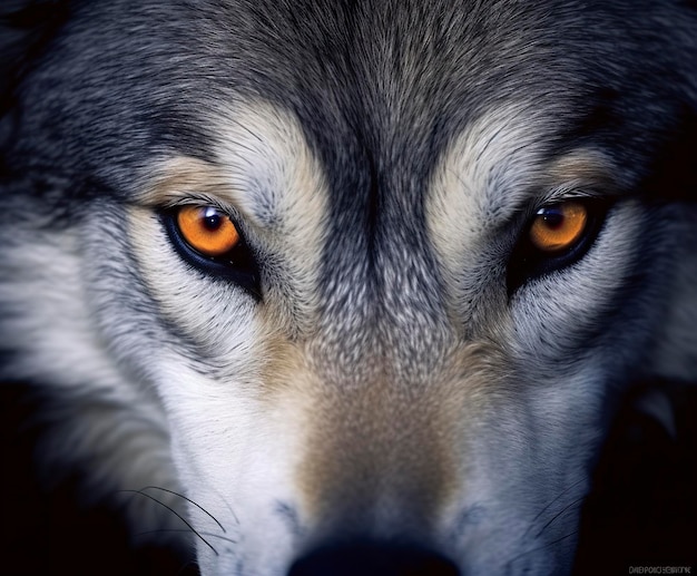 les beaux yeux d'un loup sauvage IA générative