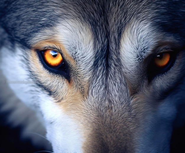 beaux yeux d'un loup sauvage IA générative