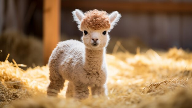 Le bébé alpaca à la ferme