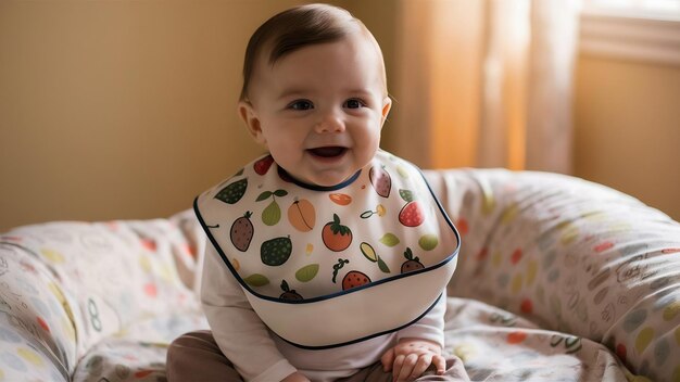 Photo un bébé assis avec un bib