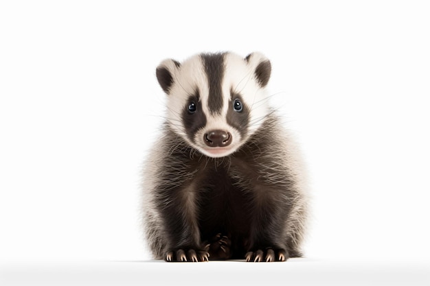 Un bébé blaireau isoler sur fond blanc