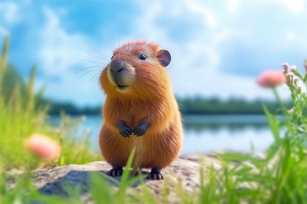 Le bébé capybara est mignon AI génératif