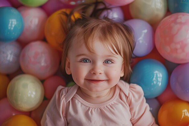 un bébé avec une chemise rose qui dit bleu sur elle