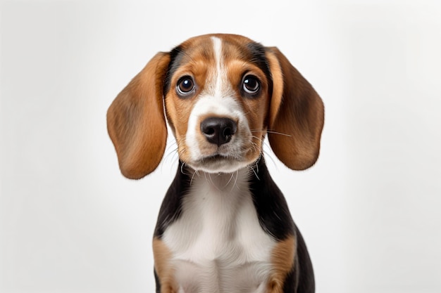 Un bébé chien avec un fond blanc