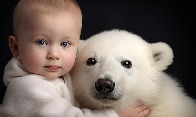 un bébé et un chien sont tous les deux en pyjama